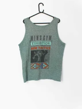 80s mens gym sports vest with large graphic on back – Large