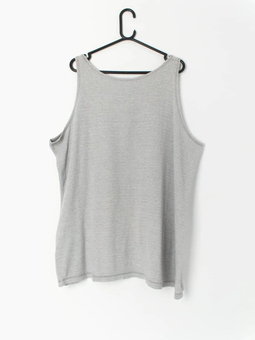 90s grey sports vest with round neckline retro logo – 2XL