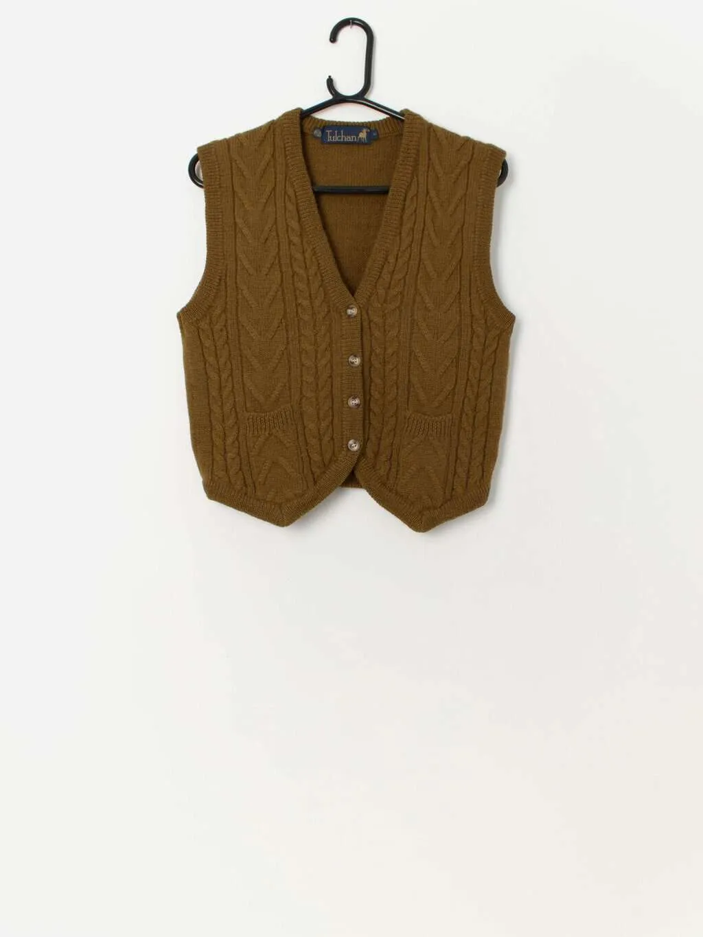 90s vintage wool waistcoat vest in chartreuse green – Medium