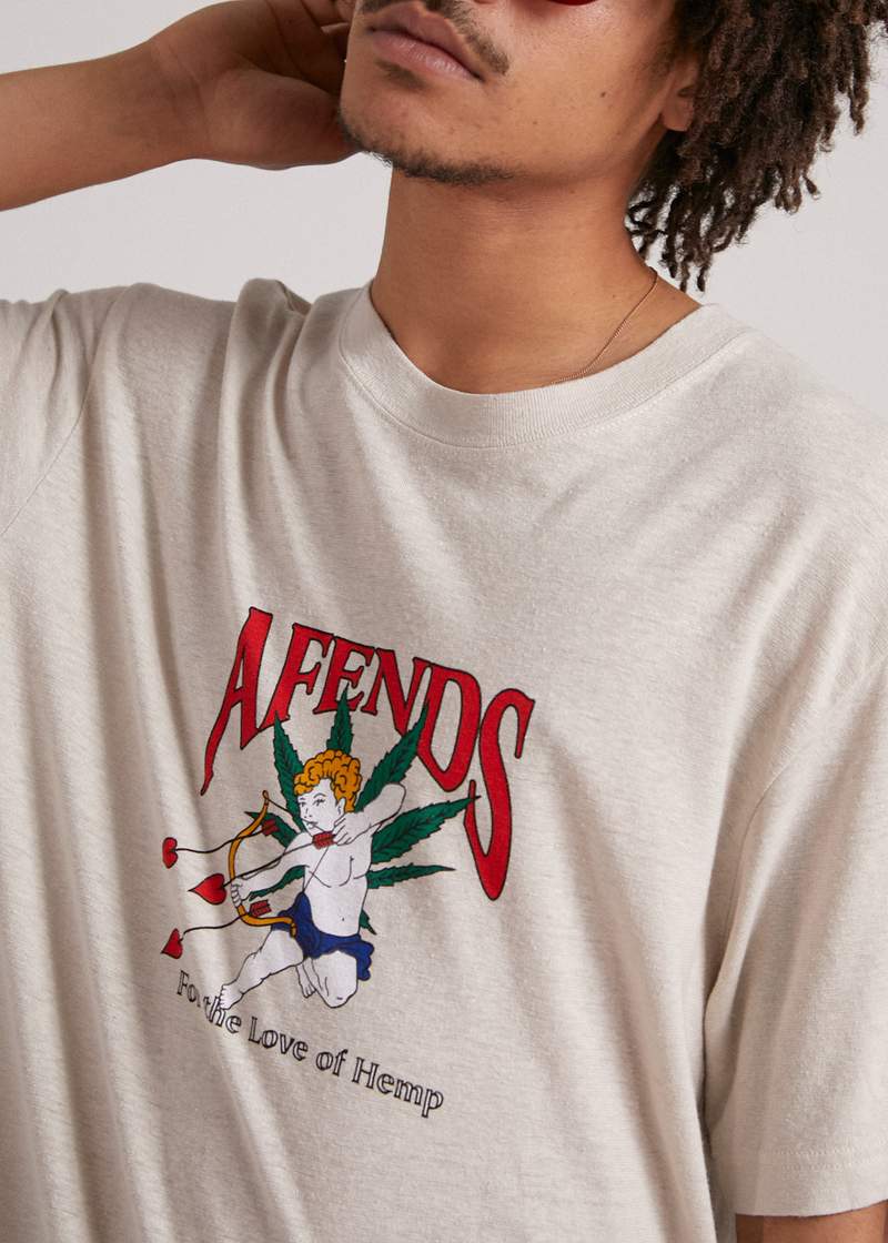 Afends Cupid Hemp Retro Fit Tee Moonbeam