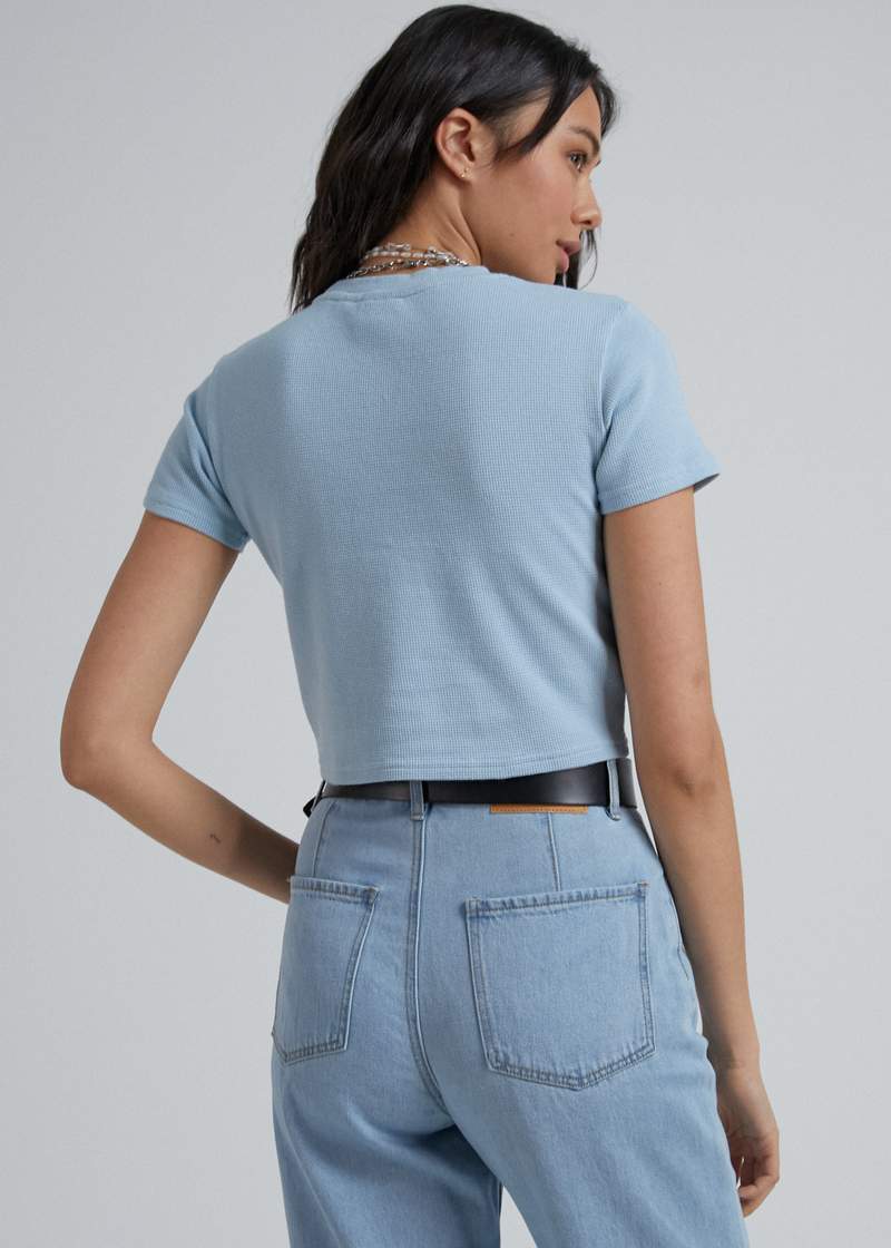 Afends Erin Waffle Fitted Tee Baby Blue