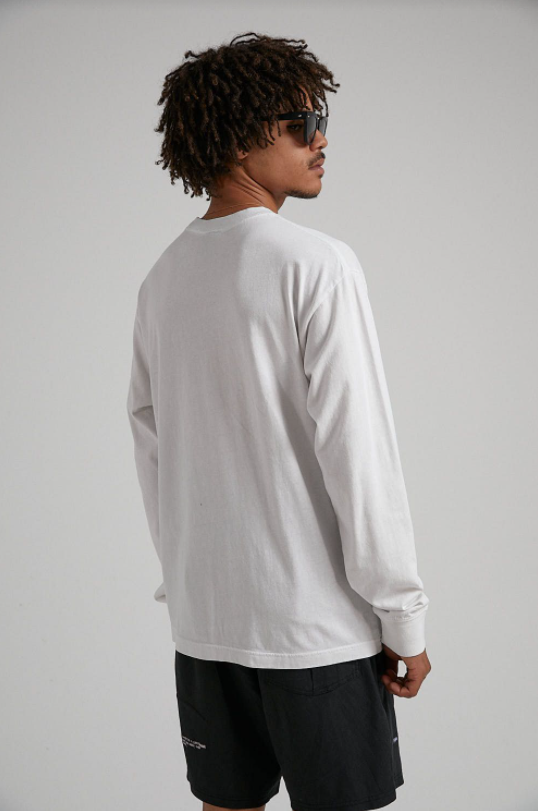 Afends Fight Retro Fit Long Sleeve Tee Blanc