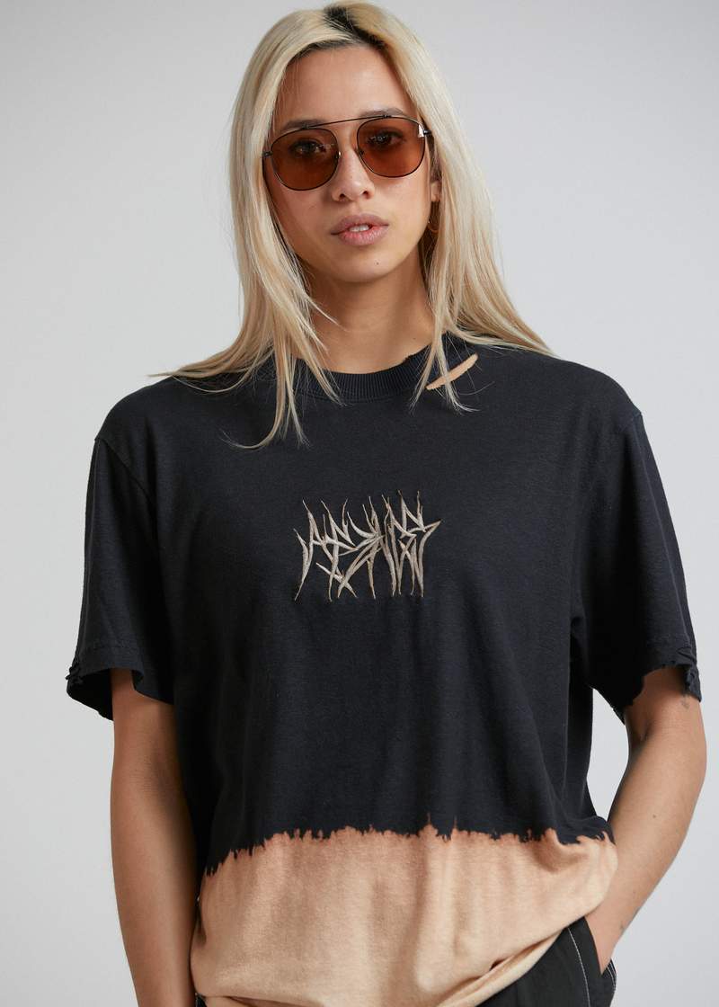 Afends Isaiah Unisex Retro Fit Tee Bleach Dip Dye