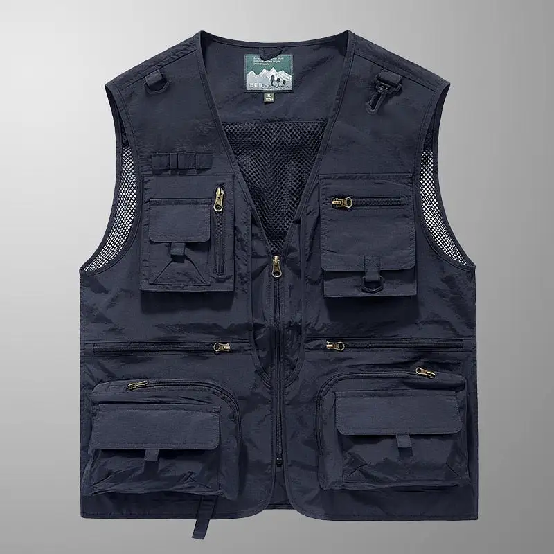 Ashore Shop New Spring Autumn Men Multi Pockets Quick Drying Sleeveless Vest Men Outdoor Sports Waistcoat Camping Fishing Jacket