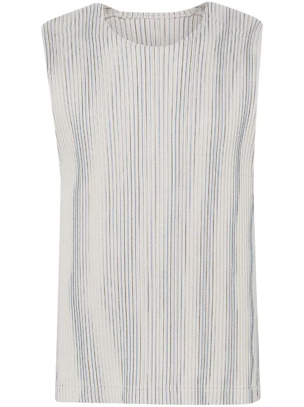 AW23 Pleated Striped Vest - Grey/Black/Blue