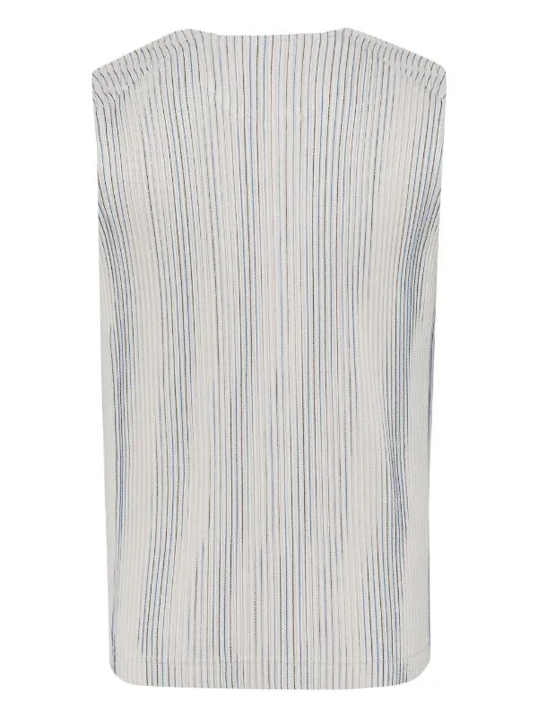 AW23 Pleated Striped Vest - Grey/Black/Blue