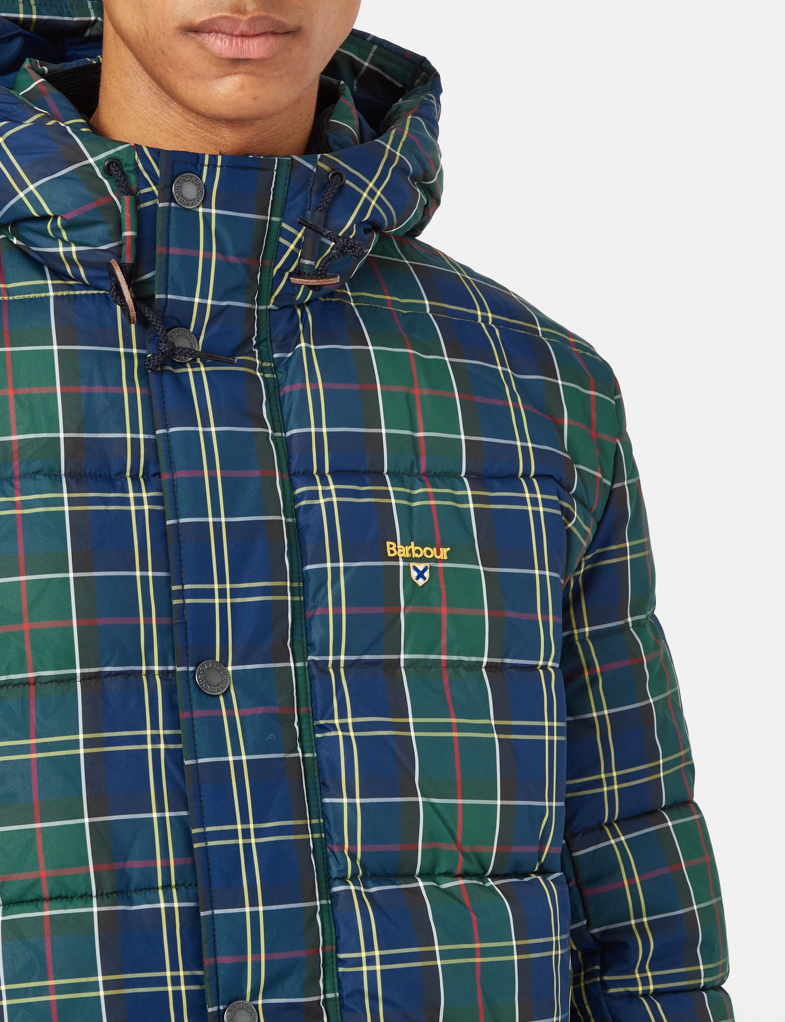 Barbour Tartan Blaine Baffle Quilt Coat - Ivy Tartan Green