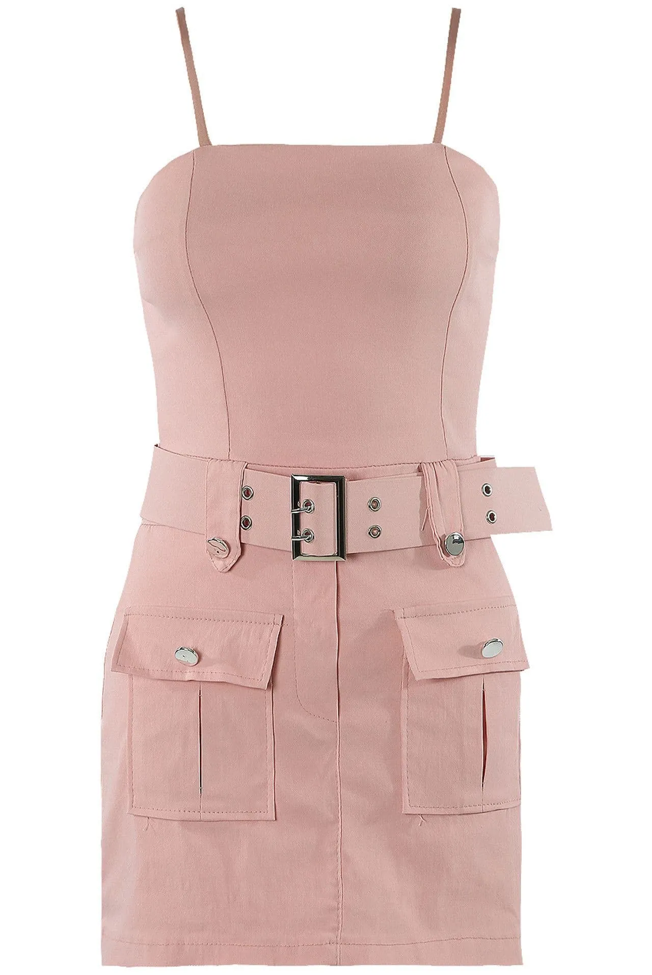 Belted Front Pocket Skort Playsuit - Ivory