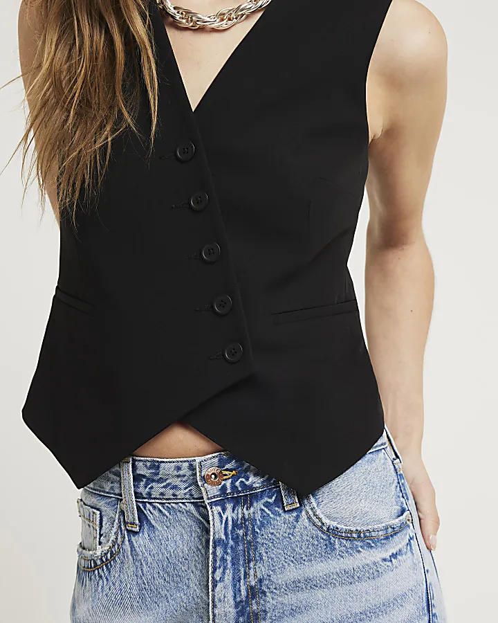 Black Asymmetric Waistcoat