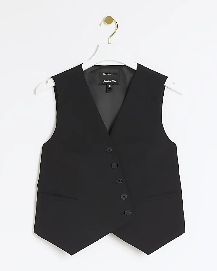 Black Asymmetric Waistcoat