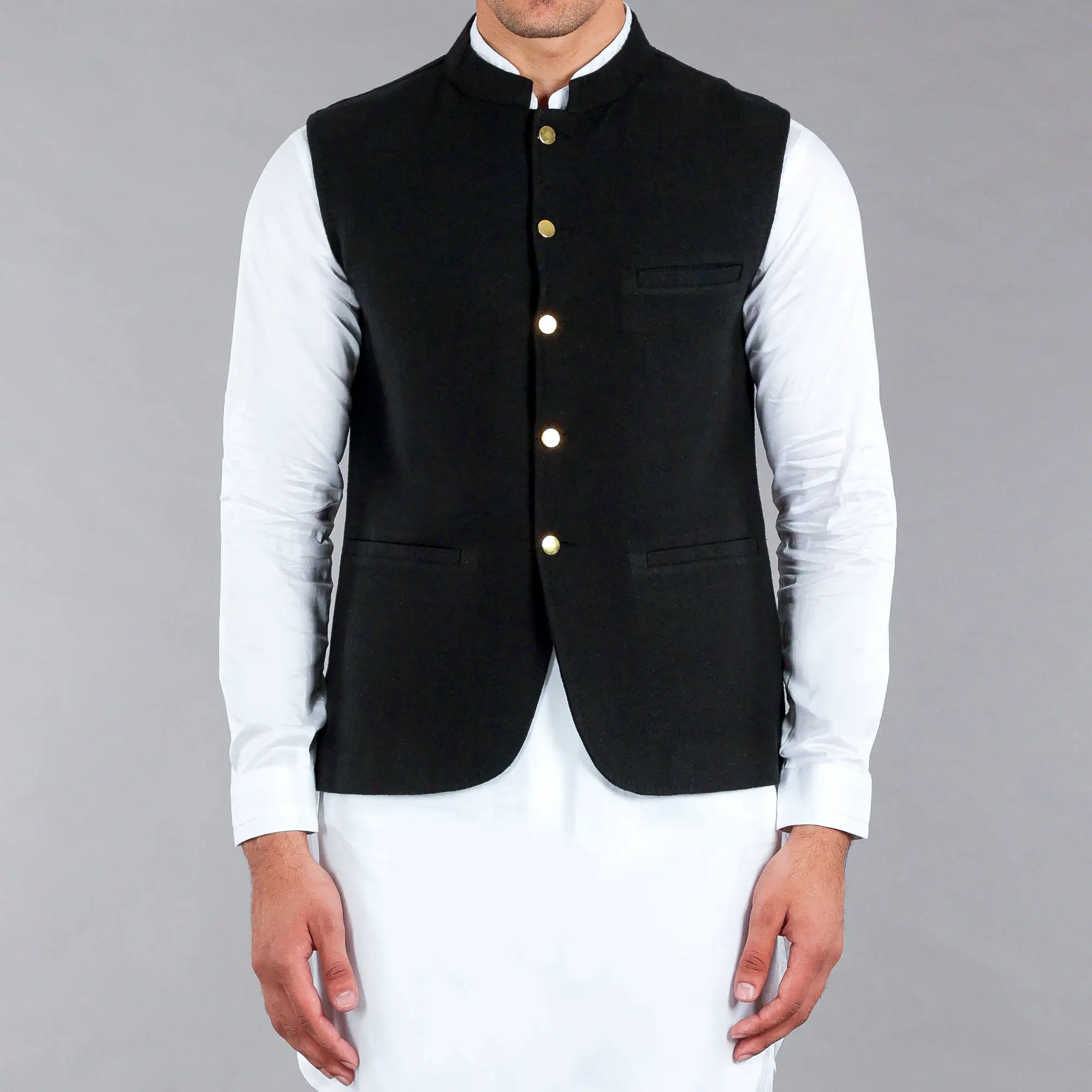 Black Khaddar Waistcoat