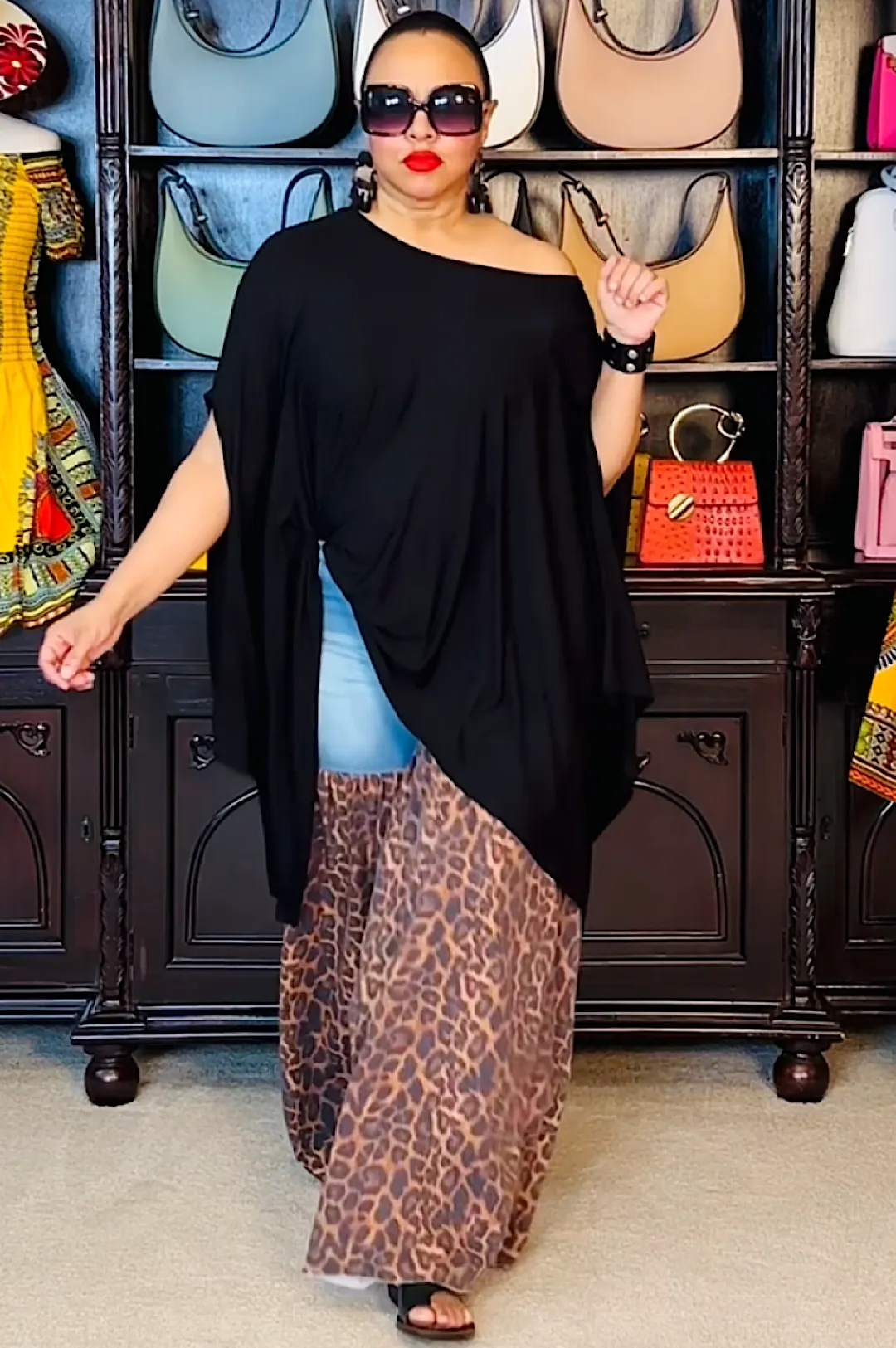 Black Poncho Style Top