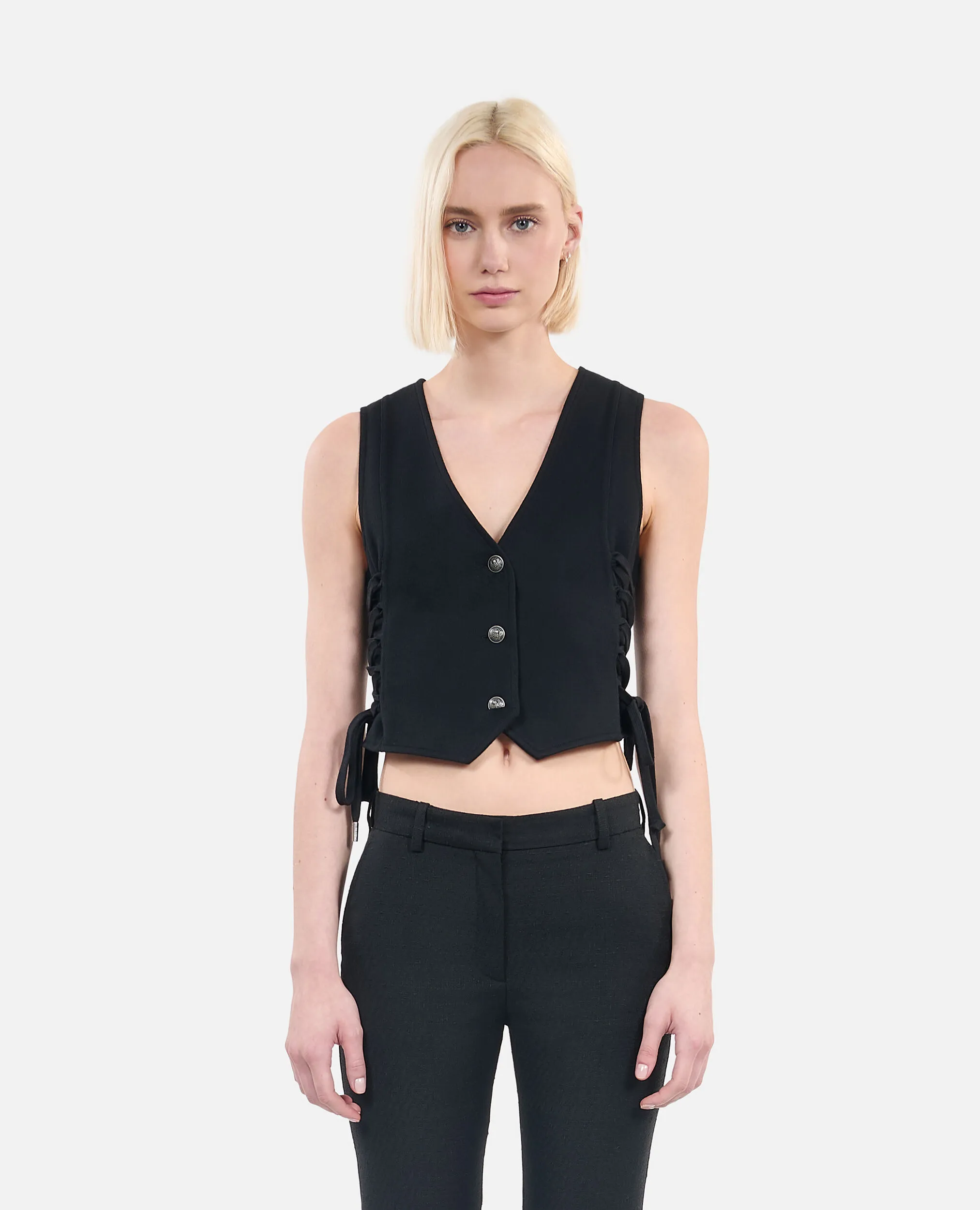 Black waistcoat with lacing