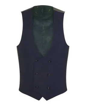 Blue Mini Check Waistcoat