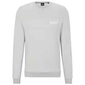 Boss Cotton Blend Crew Neck Sweat - Light Grey