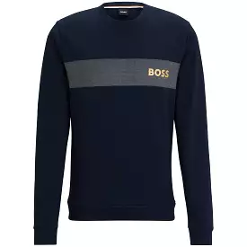 Boss Cotton Blend Crew Neck Sweat - Navy