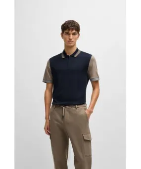 Boss Cotton-silk polo shirt with contrast details