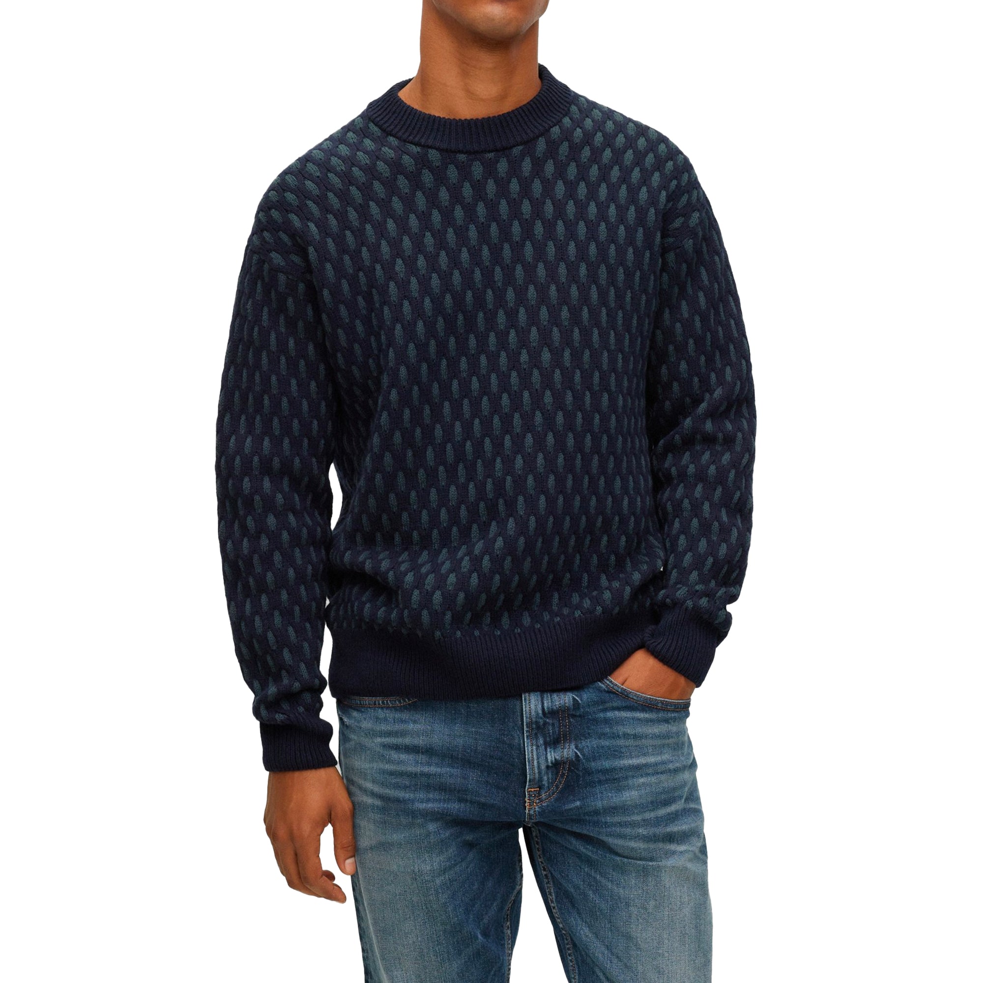 Boss Kesh Two Tone Knit - Navy