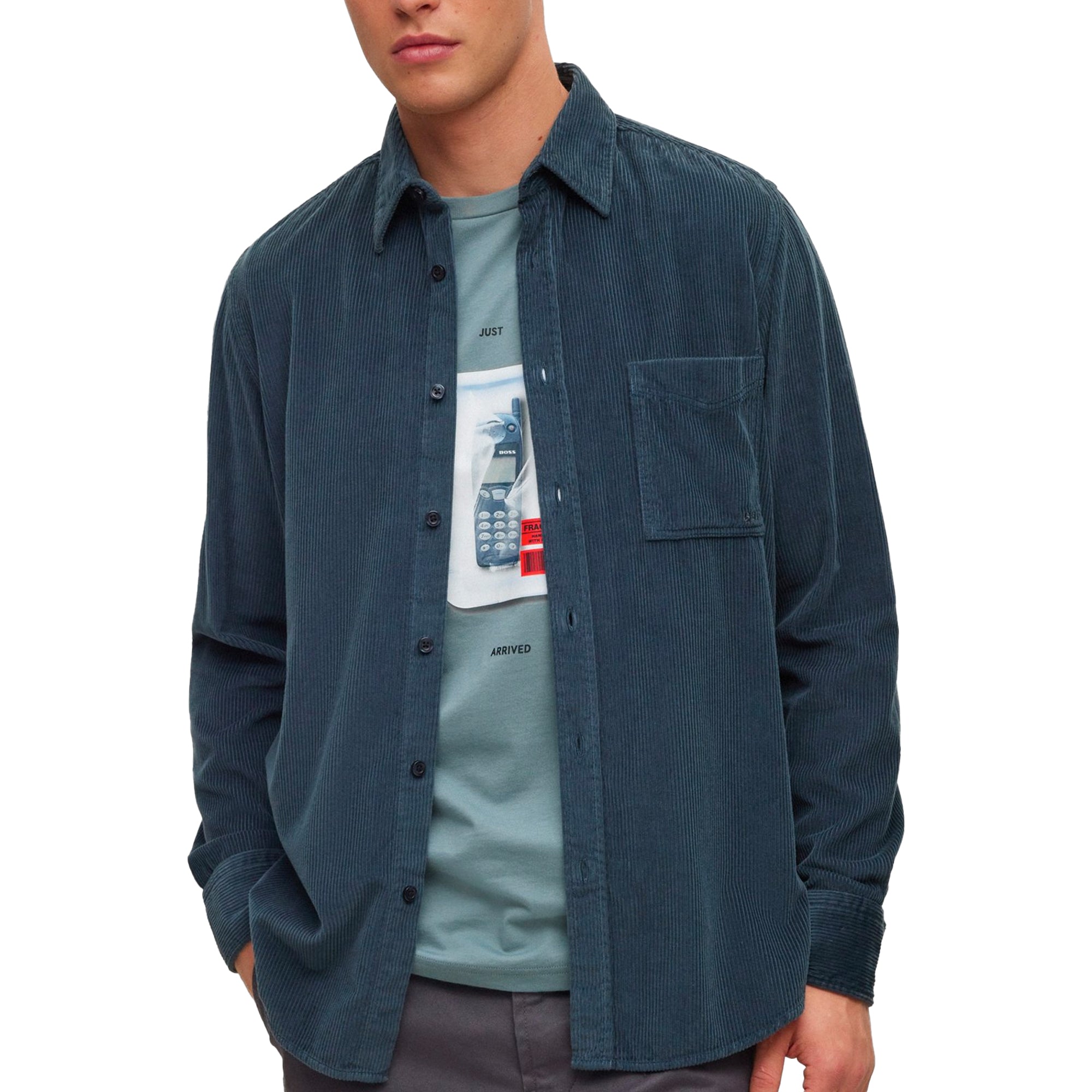 Boss Relegant 6 Corduroy Shirt - Dark Teal