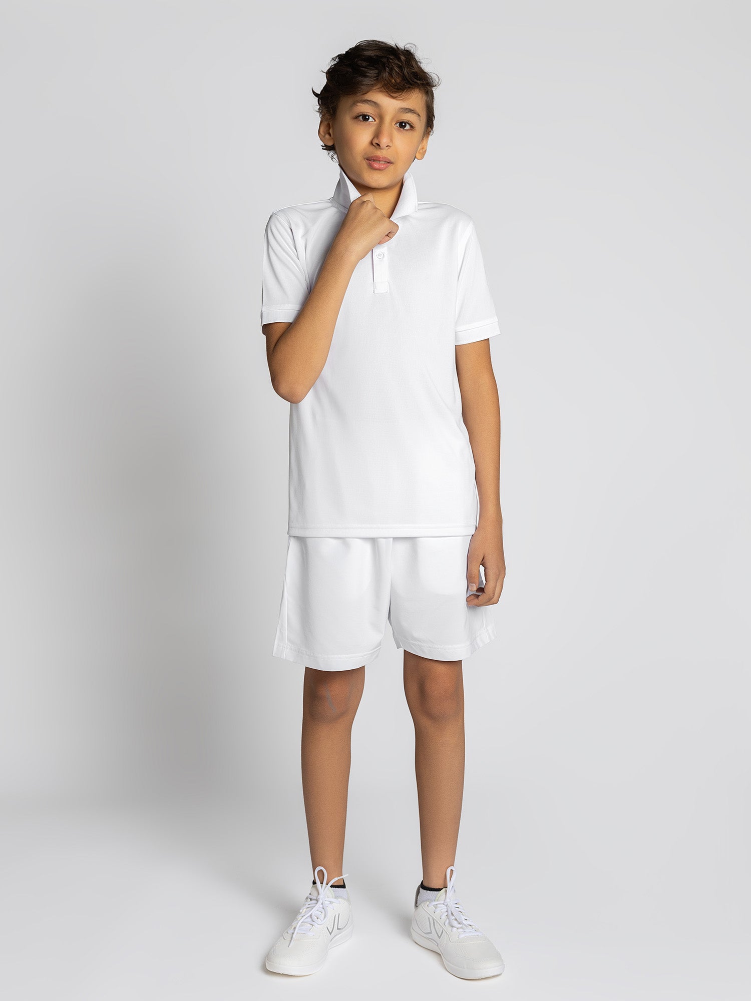 Boys Classic Rib Collar Polo - White