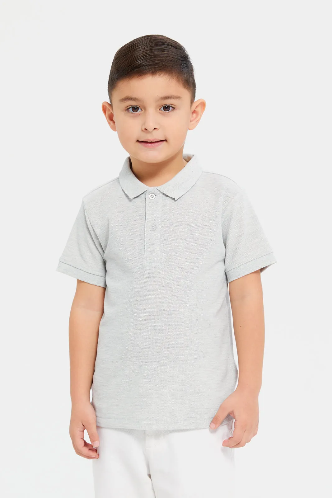 Boys Grey Basic Polo Shirt