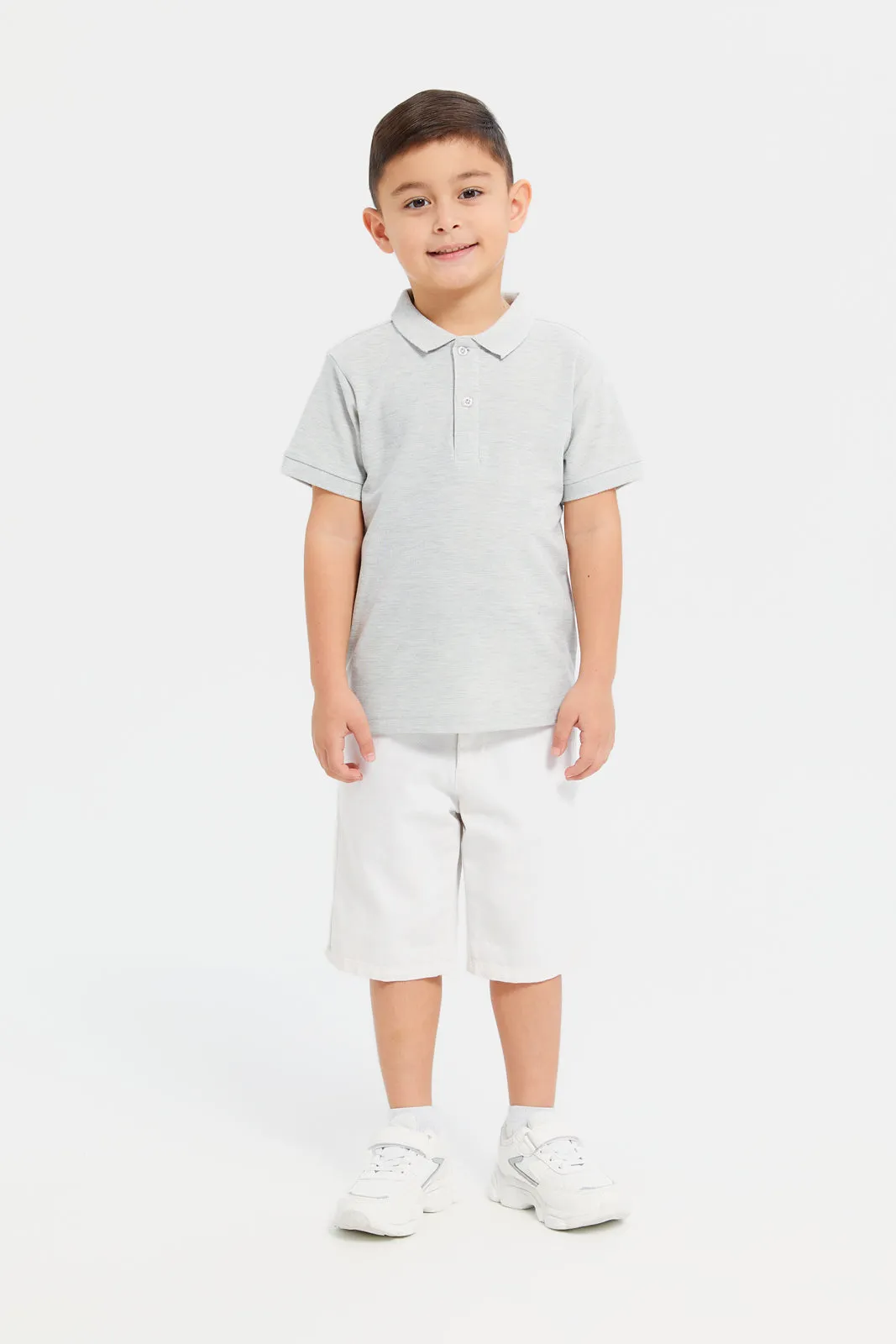 Boys Grey Basic Polo Shirt