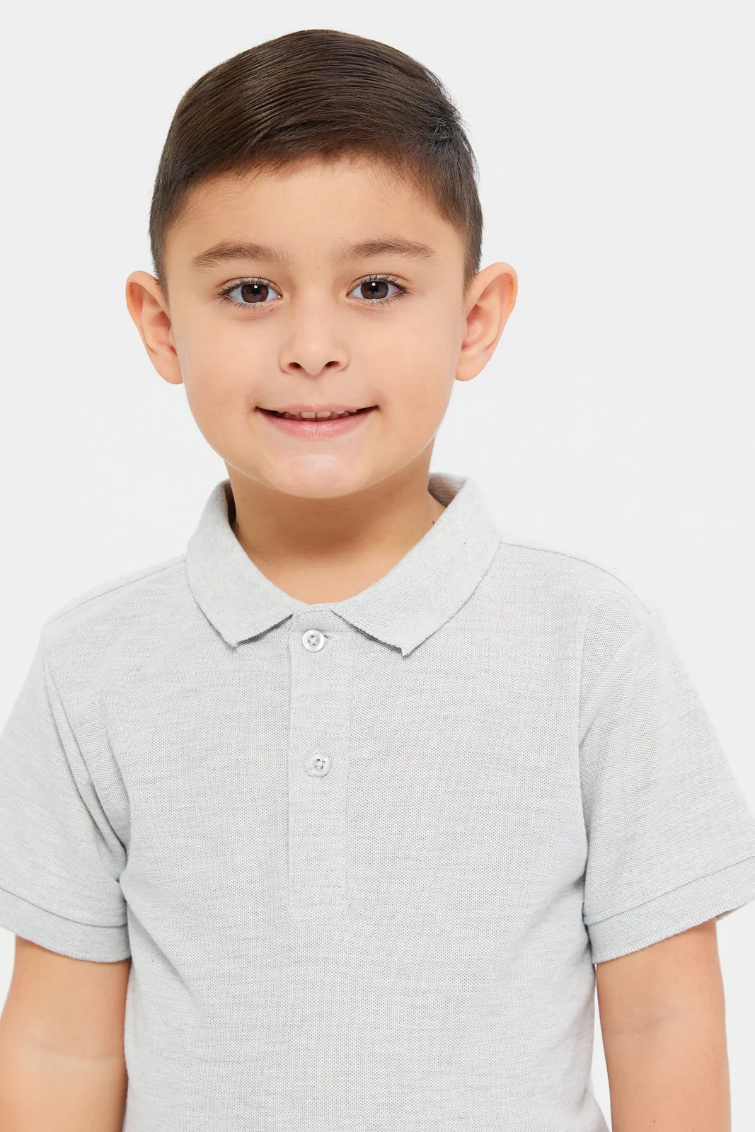 Boys Grey Basic Polo Shirt