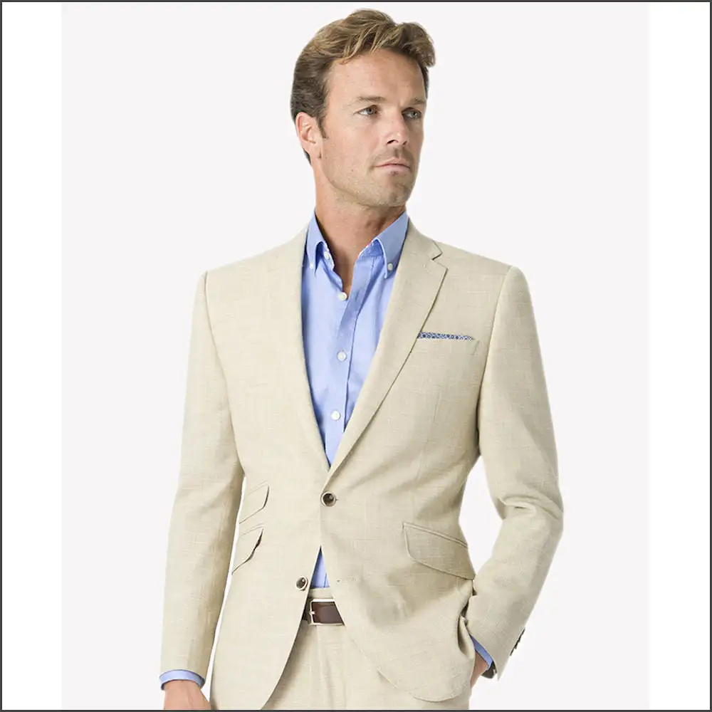 Brook Taverner Tailored Fit Natural Linen Blend Waistcoat<><>