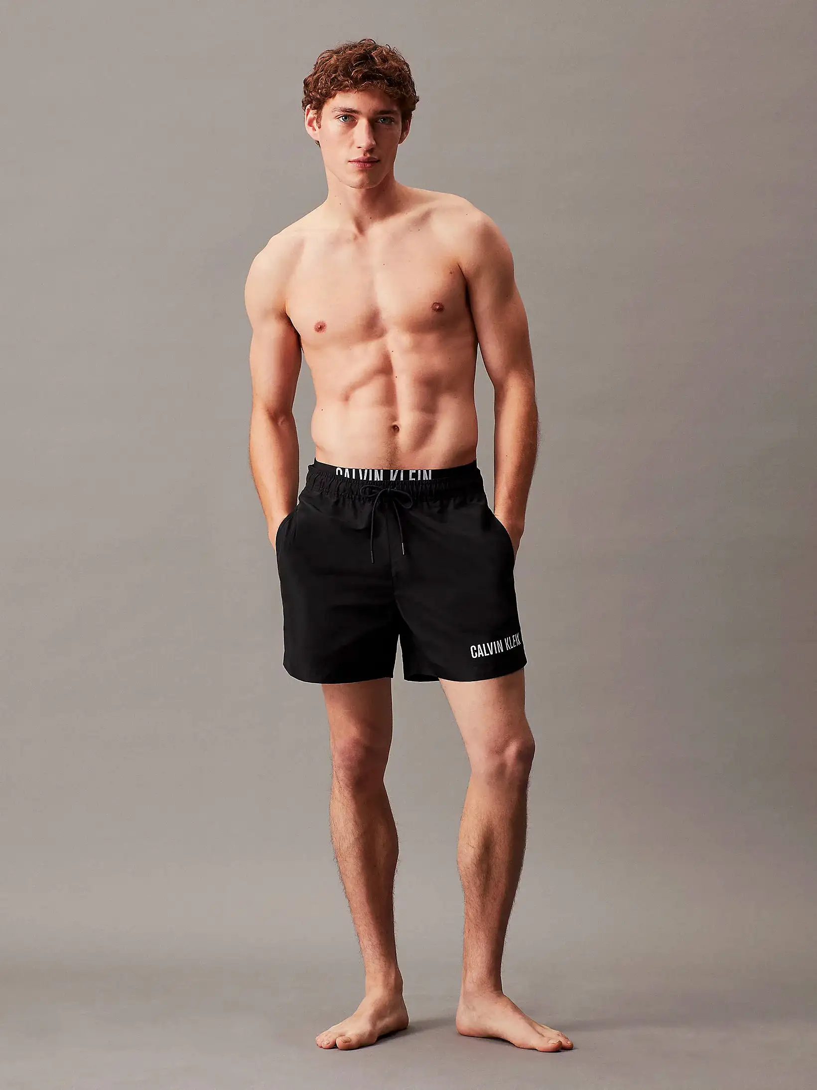 Calvin Klein Mens Double Waistband 'Intense Power' Swim Shorts