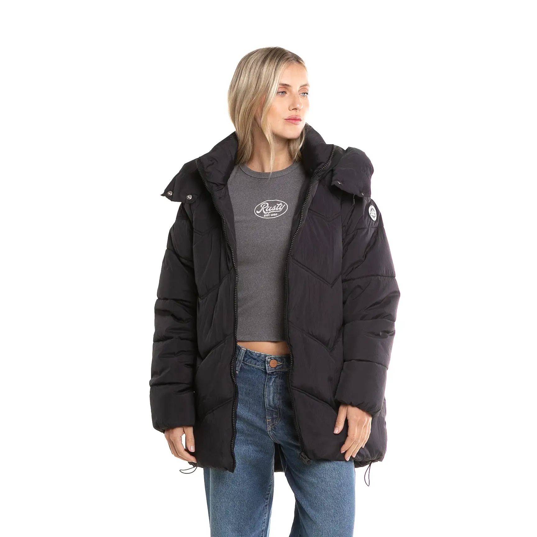 Campera Abrigo Rusty Higher Puffer Coat Ld* Negro