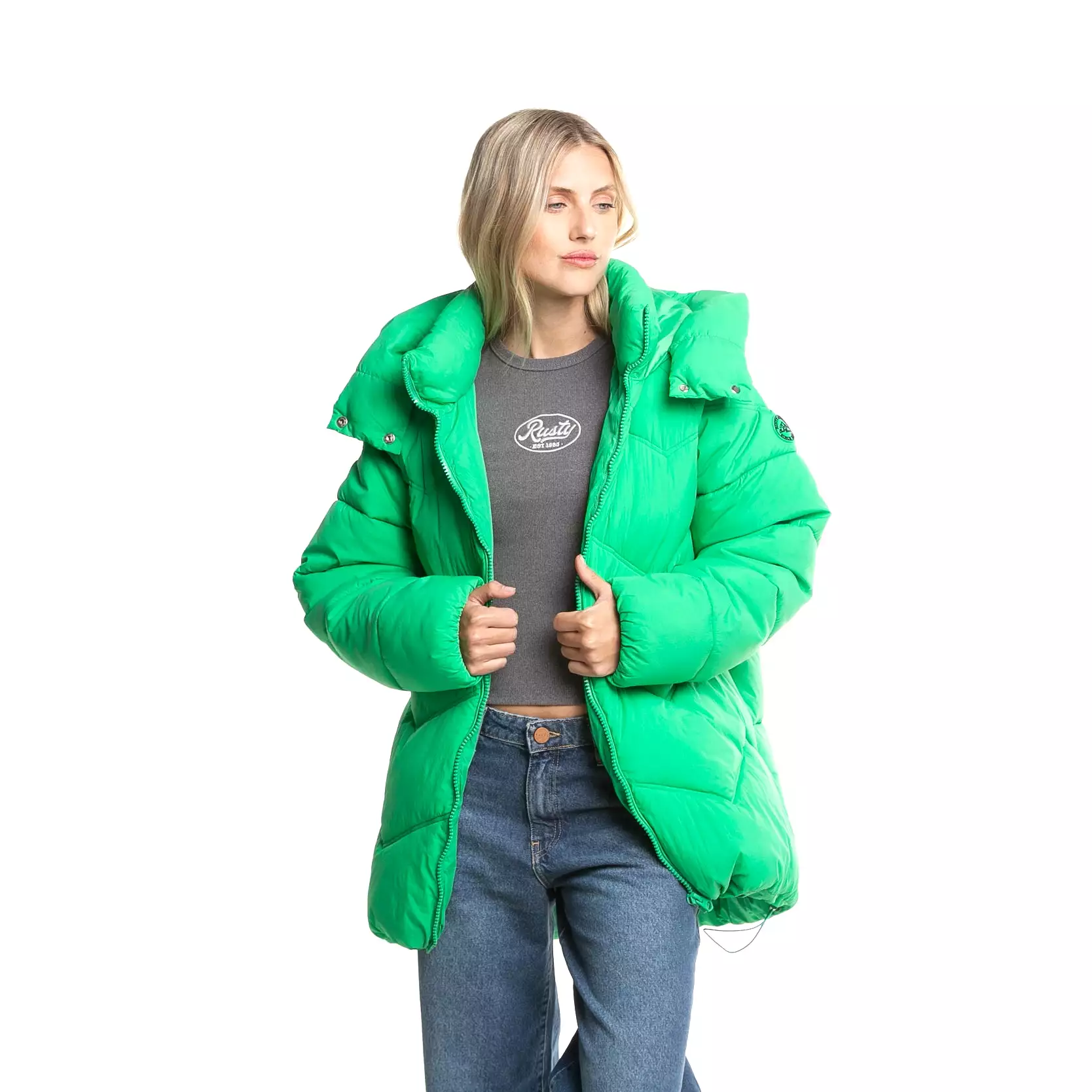 Campera Abrigo Rusty Higher Puffer Coat Ld* Verde Manzana