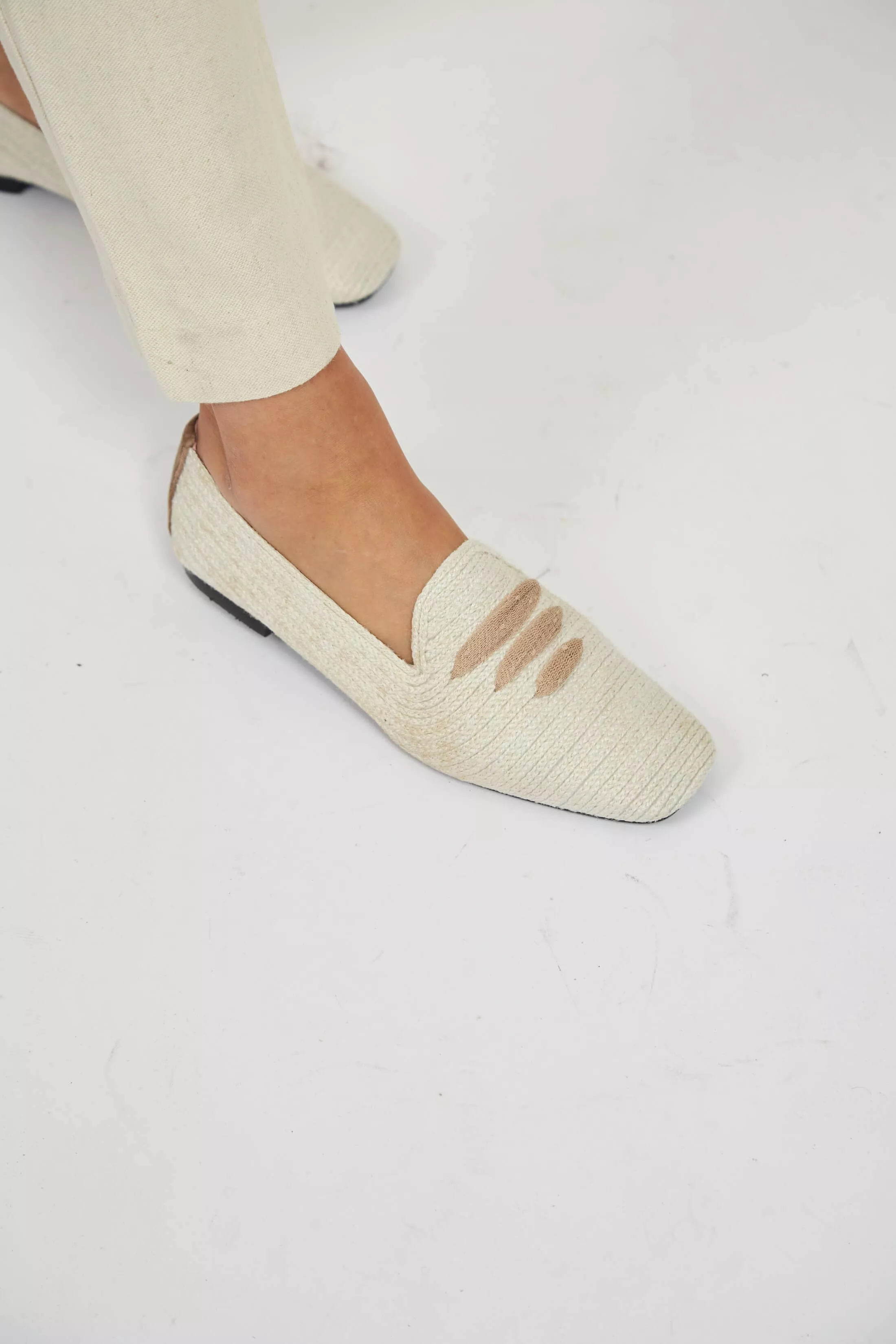 Casablanca Jute Vegan Loafers | White