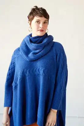 Cat Poncho in Alpaca Wool Blend - Cobalt