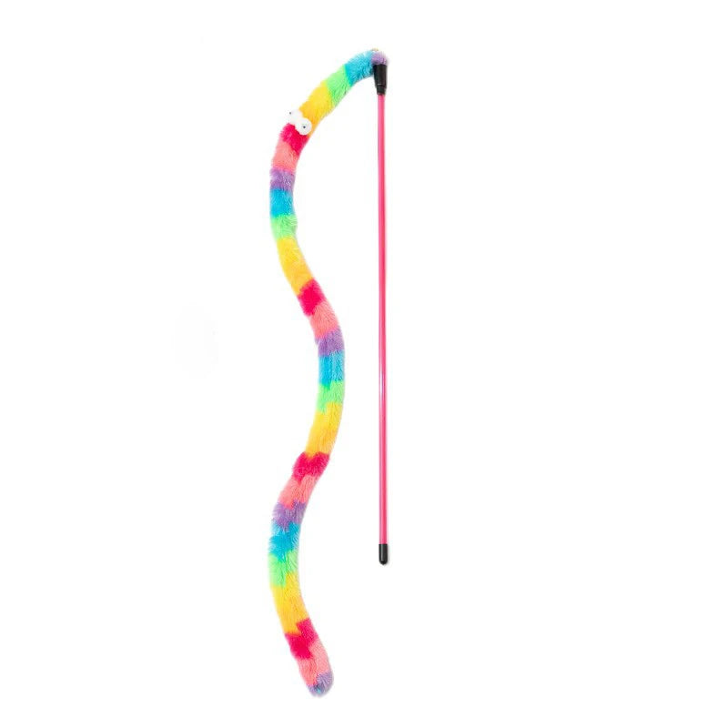 Cat Toy Feather Cat Teaser Wand Cat Interactive Toy Funny Caterpillar Colorful Rod Teaser Wand Pet Cat Supplies Cat Accessory