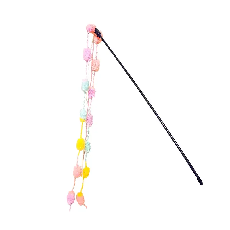 Cat Toy Feather Cat Teaser Wand Cat Interactive Toy Funny Caterpillar Colorful Rod Teaser Wand Pet Cat Supplies Cat Accessory