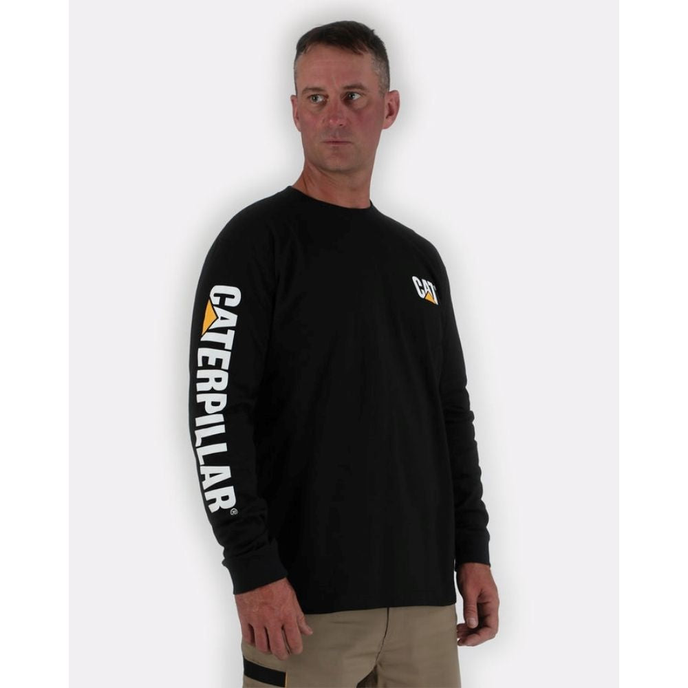 CAT Trademark Banner Long Sleeve Work Shirt - Black 1510034