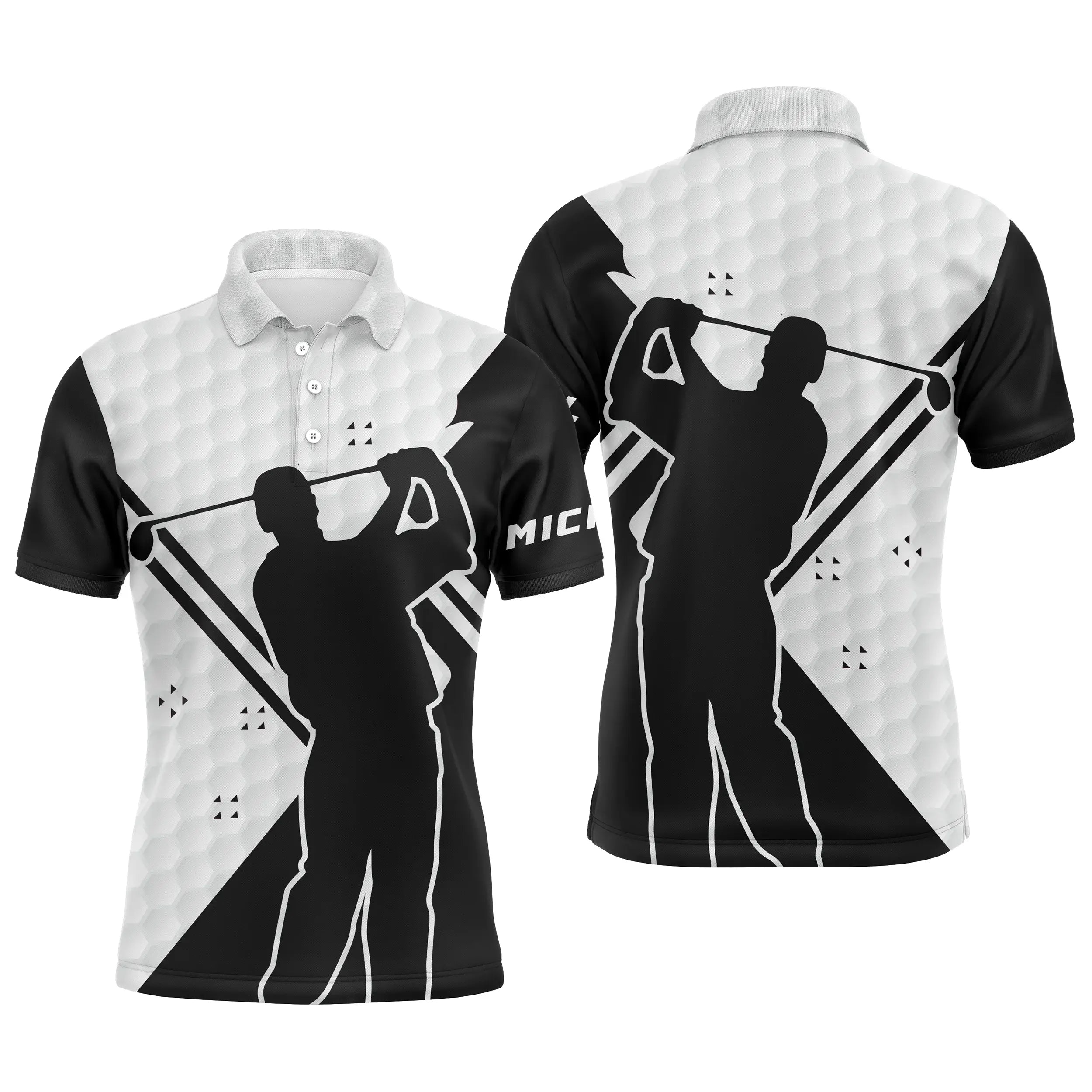 Chiptshirts - Polo De Golf, Blanc et Noir, Cadeau Personnalisé Pour Fans De Golf, Polo de Sport Homme et Femme, Motifs Balle De 