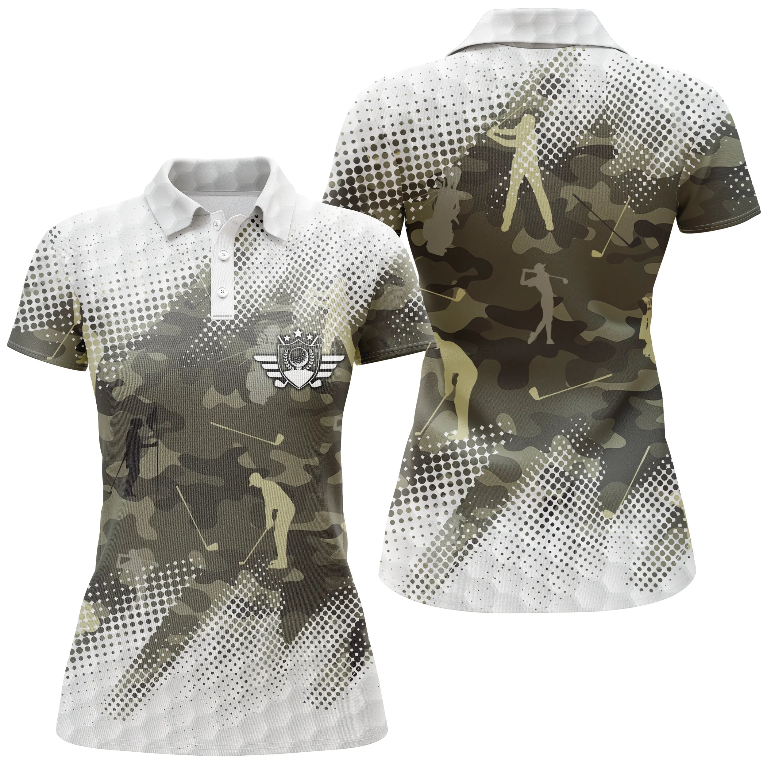 Chiptshirts - Polo de Sport, Idée Cadeau Original Pour Fan De Golf, Polo de Sport Homme Femme, Camouflage Golf - CTS25052220