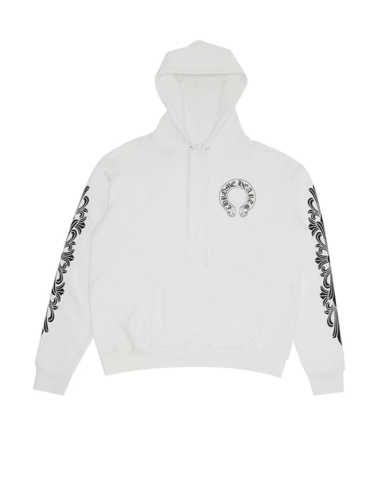 Chrome Hearts Horseshoe Floral Hoodie White