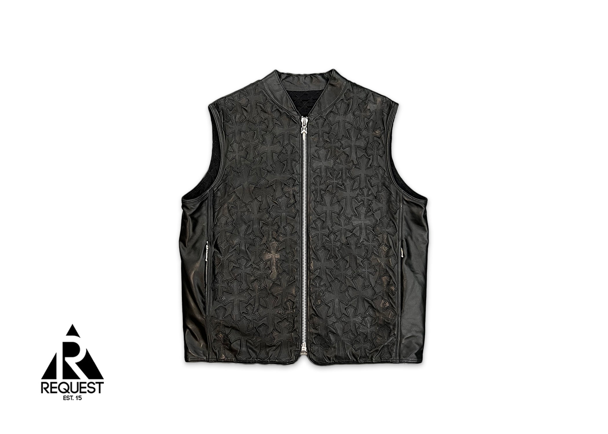 Chrome Hearts Leather Cross Patches Vest Black