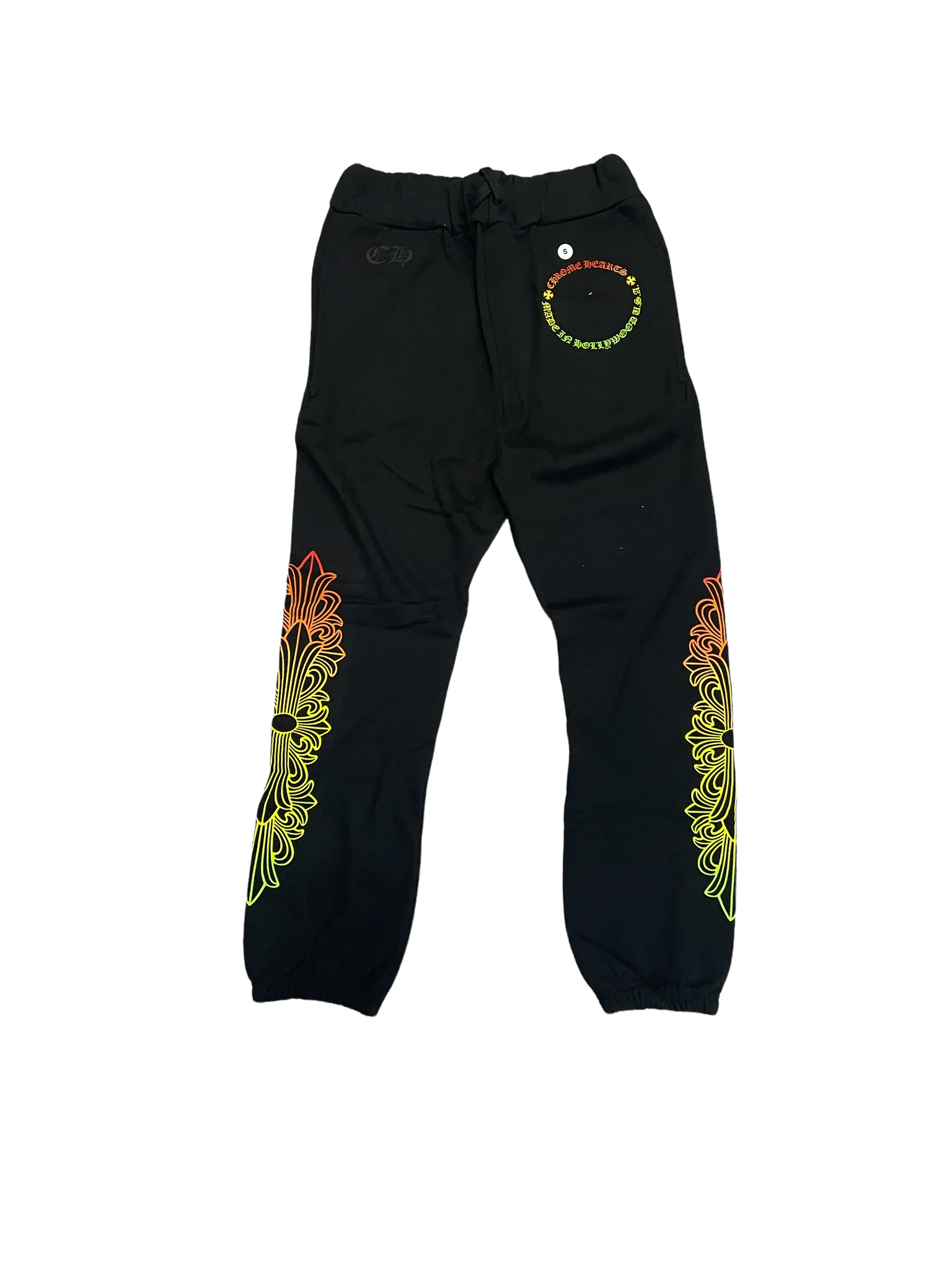 CHROME HEARTS MULTI COLOR HORSE SHOE FLORAL SWEATPANTS BLACK