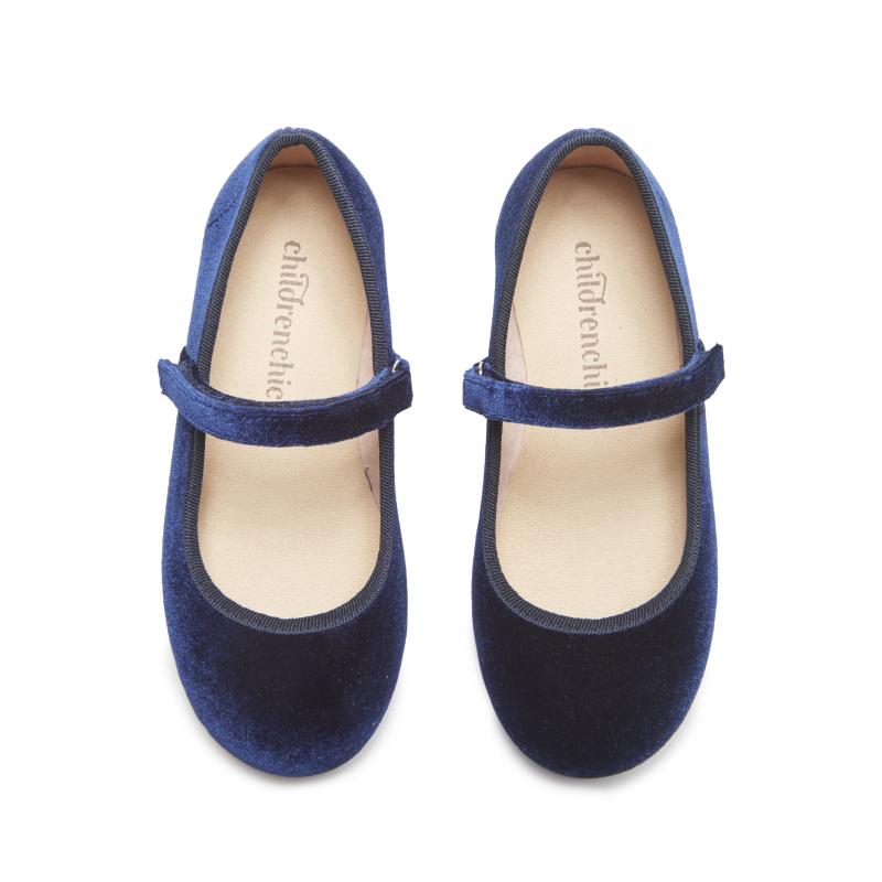 Classic Velvet Mary Janes in Navy