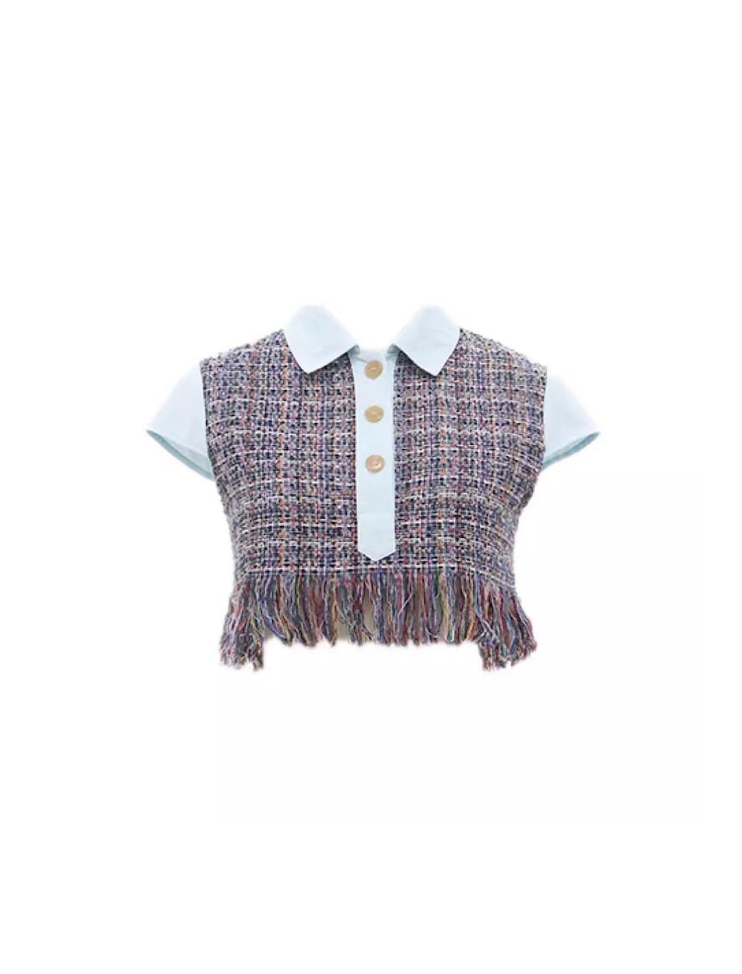 Collared Cropped Tweed Top