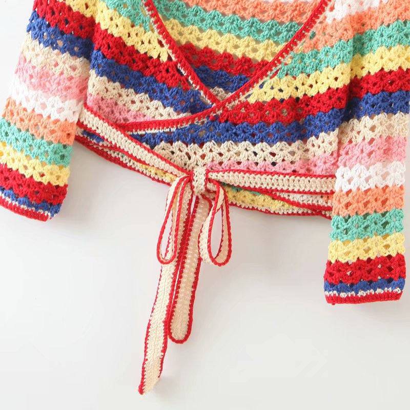 Colorful Stripe Pattern Knitted Top