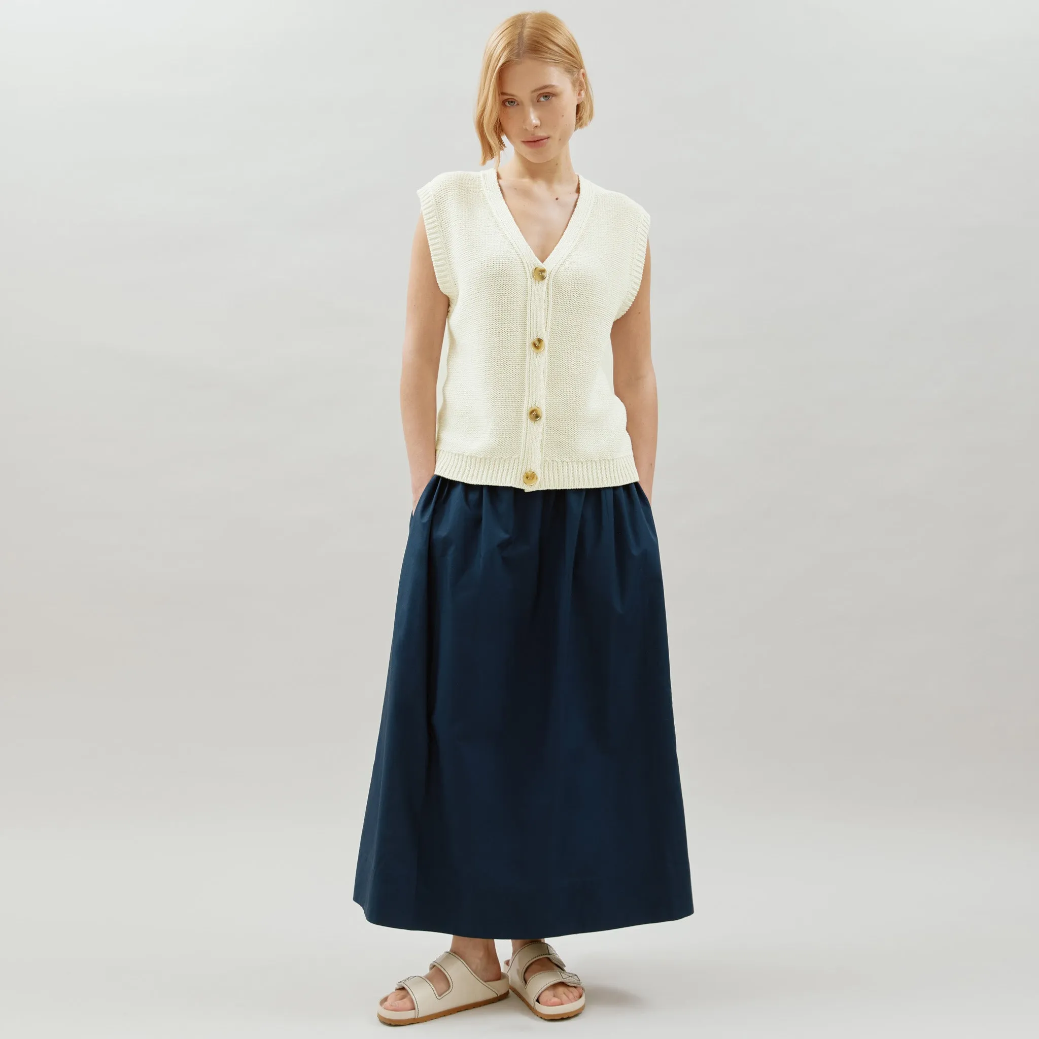 Cream Relaxed Knitted Waistcoat