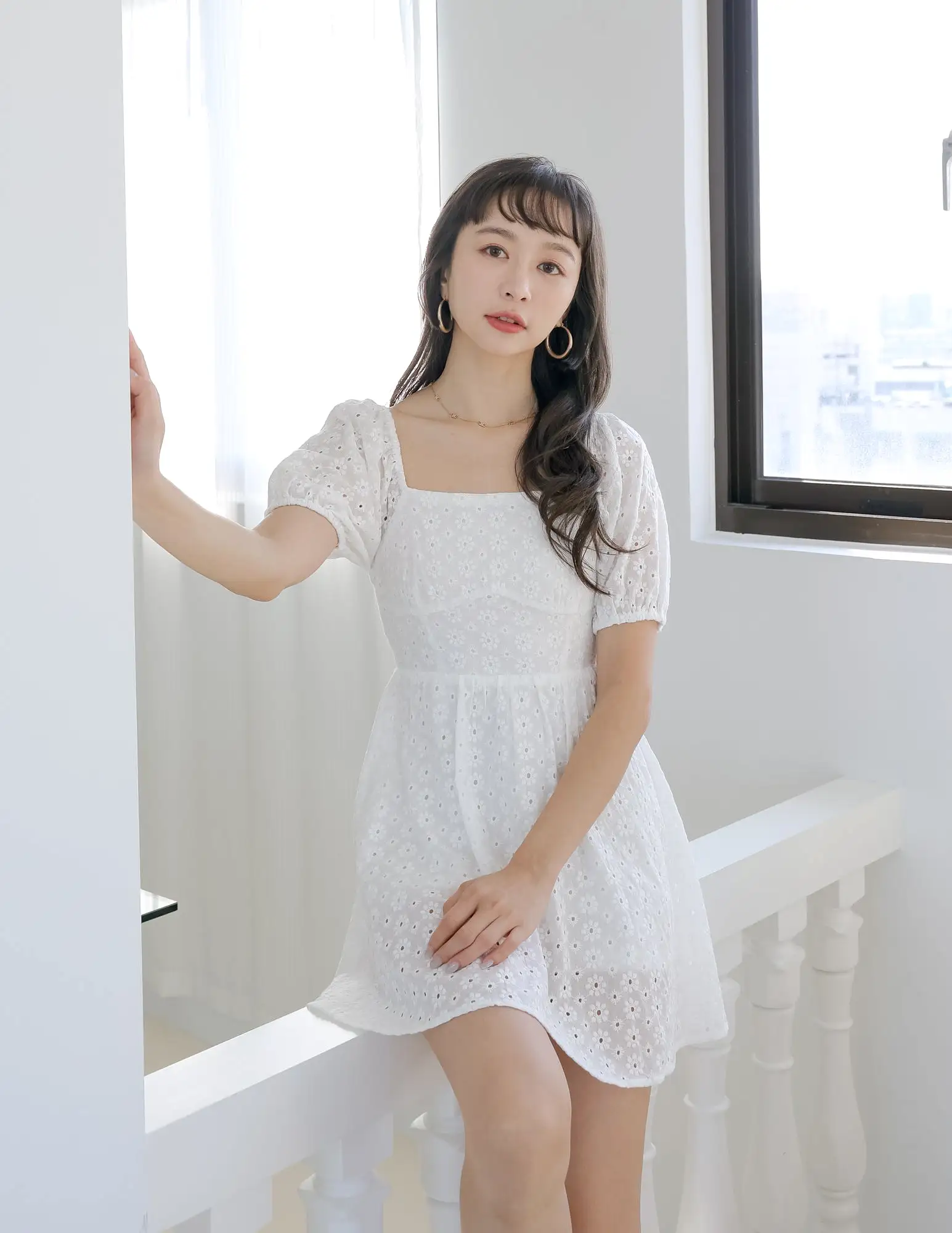 Darla Eyelet Dress Romper in White