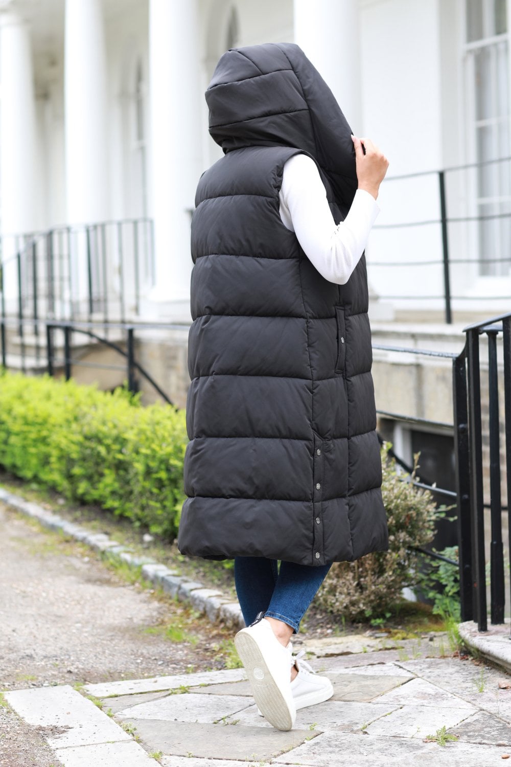 Double Second Black Long Lux Wrap Gilet Puffer