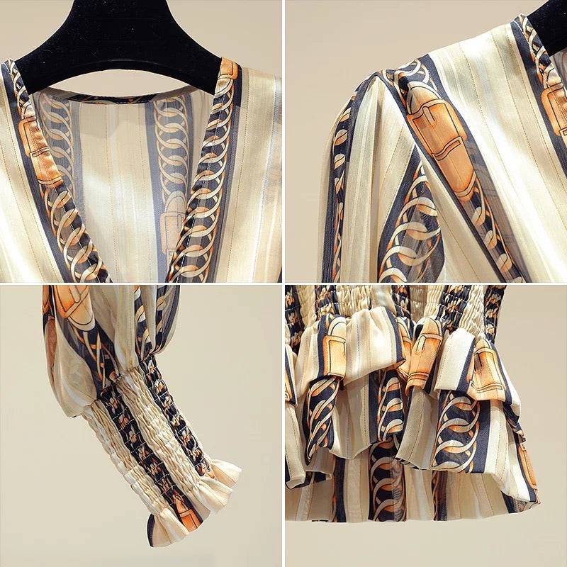 Elastic Waisted Chain Print Top