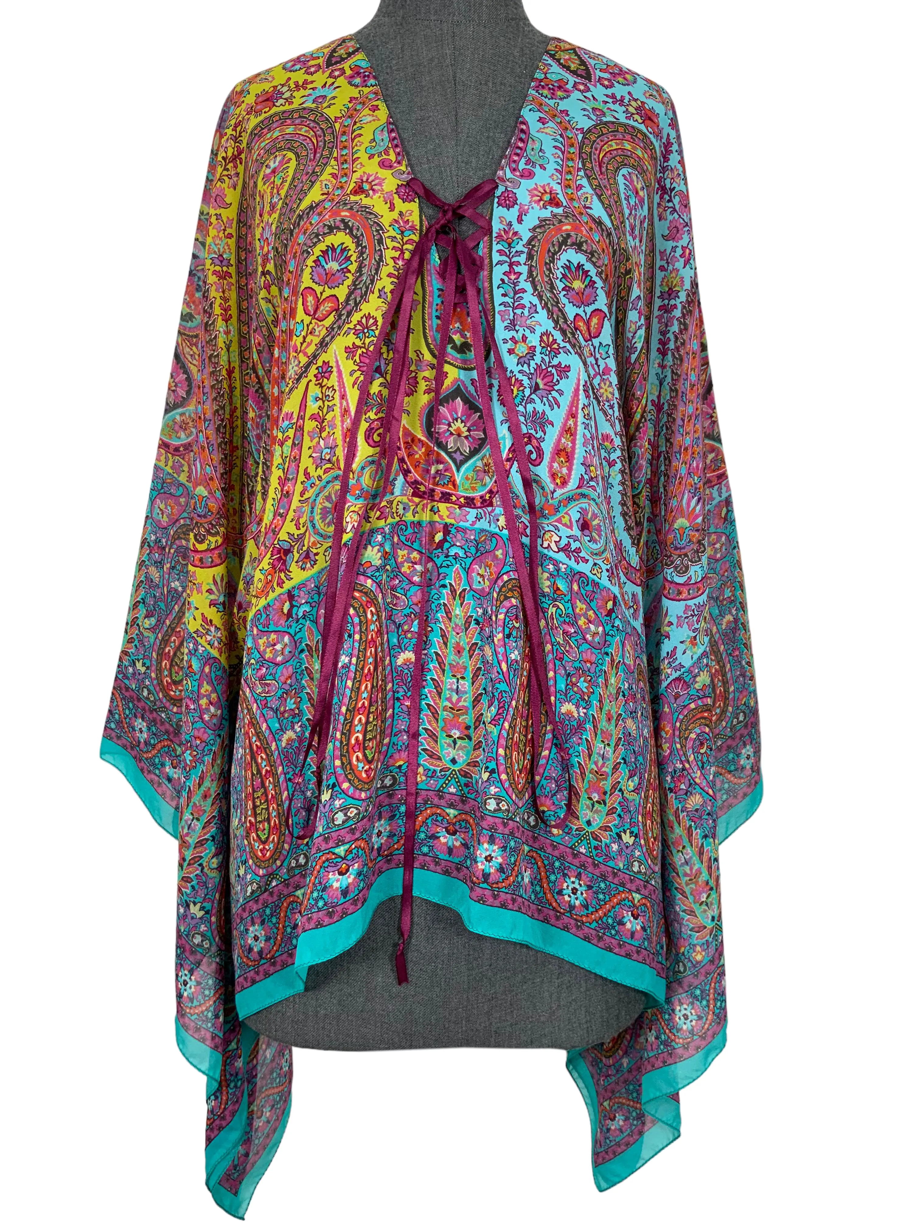 ETRO Paisley Printed Silk Poncho