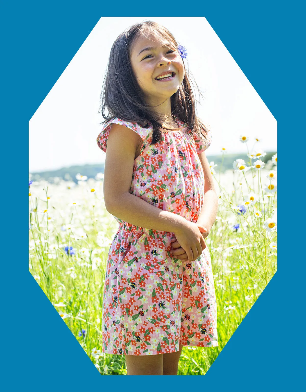 Frugi Floral Print Playsuit Pink